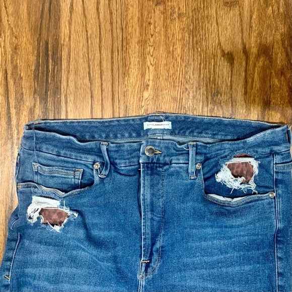 Good American Distressed Leopard Print Pocket Detail Jeans Size 18 - Picture 8 of 8